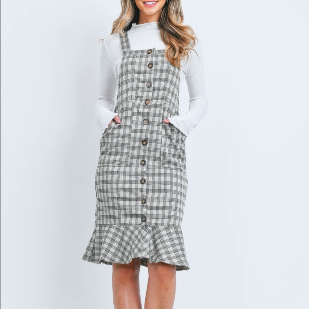 Plaid Dress Overalls